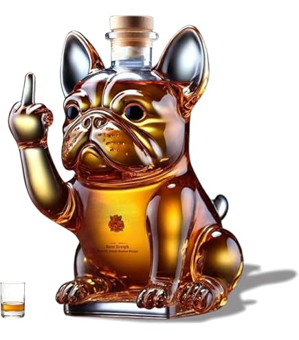 Amazon.co.jp: 面白いフレンチブルドッグのウイスキーボトル、中指の犬